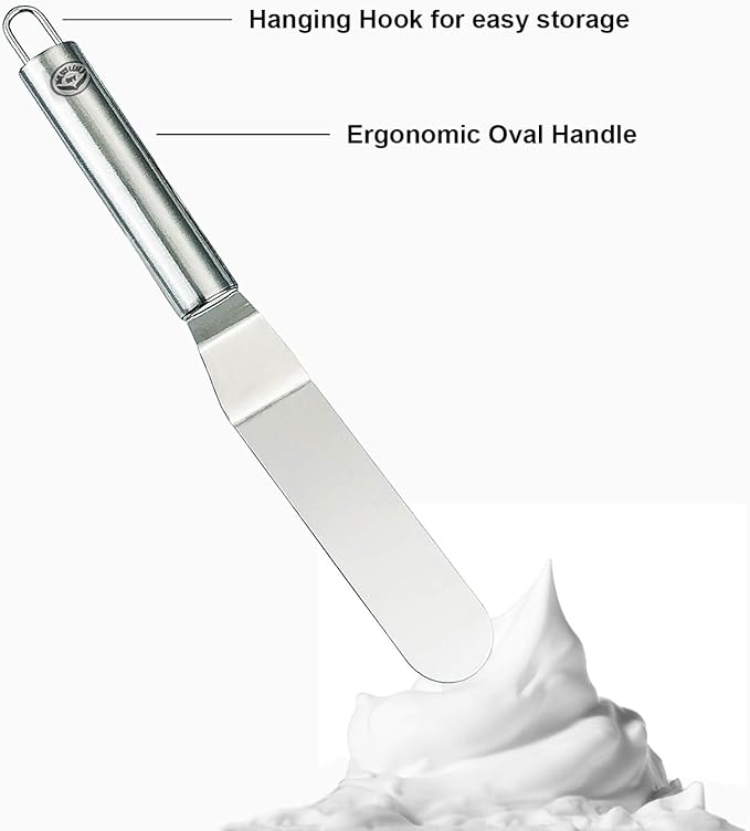 NewlineNY Professional Baker’s All Stainless Steel 4 Spatula Set – 6” 8” 10” and 12” Offset Blades for Better Icing Frosting Decorating