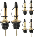 Pafusen 6 Pack Liquor Bottle Pourers, Liquor Pour Spout for Liquor Bottles, Stainless Steel Olive oil Dispenser Spout, Alcohol Pourer Spouts Dust Caps Covers Fixed, Gold
