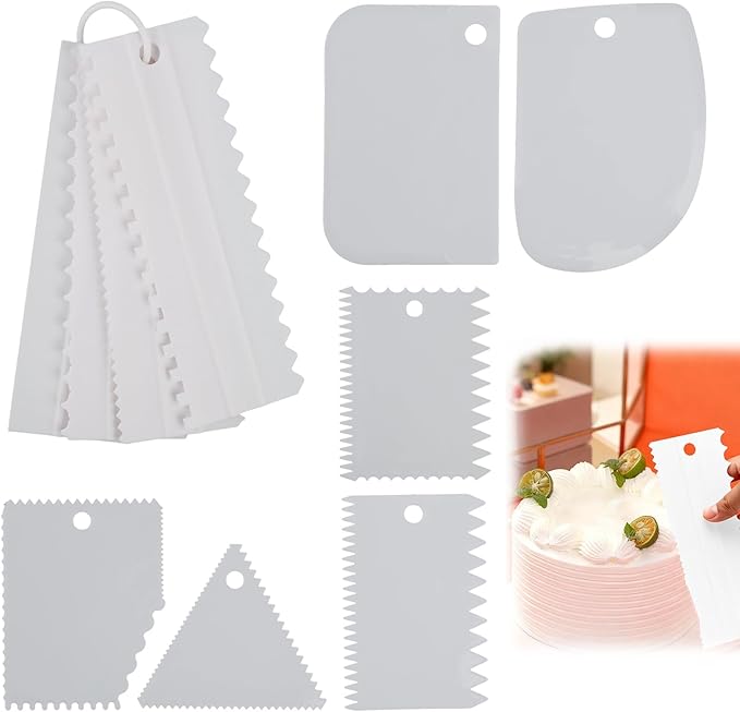 10 Pcs Cake Decorating Scraper Set, Multi Shape Cake Scraper Smoother and Icing Smoother, Reusable Plastic Tools for Baking Buttercream Pastry and Fondant