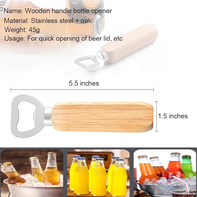 Wood Wine Bottle Opener, Beer Bottle Openers, Cider, Soft Drinks Bottle Opener for Home, Bar, Restaurant，Wedding Favors ，Wood Handle Handheld (set of 35)