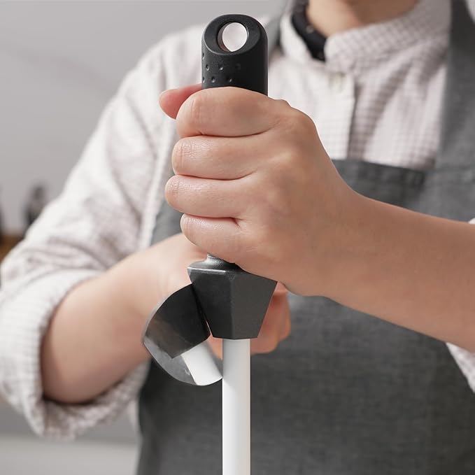 Total L.17.5-Inch/Rod L.12-Inch 3000-Grit Ceramic Sharpening Steel with Built-In Angle Guides and Anti-Breaking Cap, Sharpening Rod, Knife Steel, Ceramic Honing rod, Chaira Afilador Cuchillos