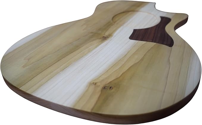 Guitar Shaped Cutting Board, Poplar and Black Walnut Wood, 14 x 18 x 3/4 inches, Handmade in Texas