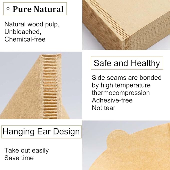 Cone Coffee Filters Size 02, 200 Count 1-4 Cups Unbleached V02 Disposable Coffee Filter Paper, Compatible with Conical Shaped Pour Over Coffee Dripper and Drip Coffee Maker