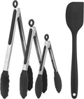 Kitchen Tongs for Cooking Locking Silicone Stainless Steel Buffet Serving Tongs, 7,9 and 12 Inch Silicone Spatula Non-stick,Heat Resistant 4 Pack
