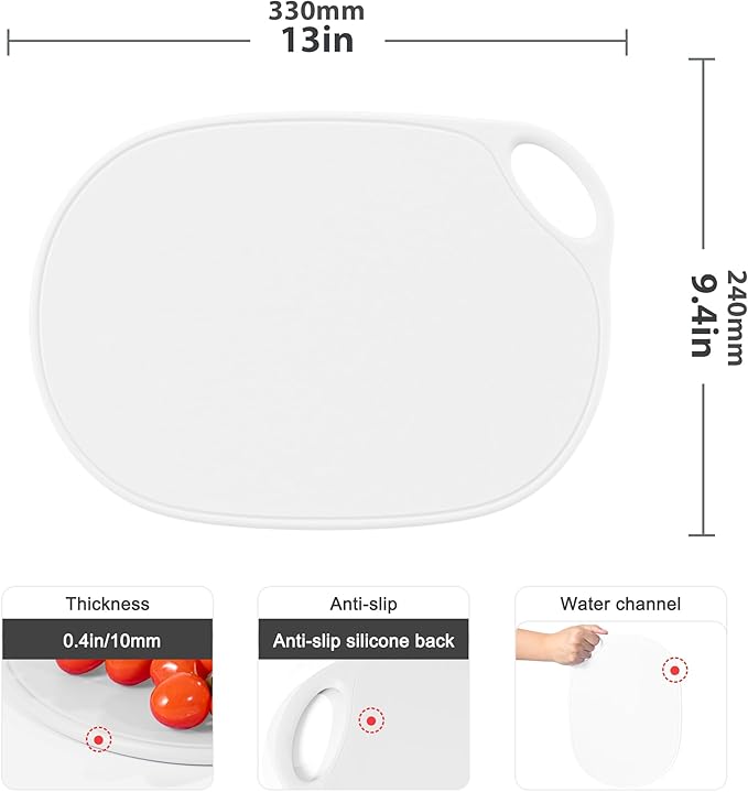 Li&Zhao Plastic Cutting Boards for Kitchen - Chopping Board Small Cutting Board for Meat Cutting Mats for Kitchen Cooking(White)