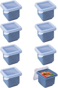 1/2 Cup Silicone Freezer Tray With Lid - Silicone Freezer Molds 8-Pack For meal prep & freezing of various sauces and other dishes, makes 8 perfect 1/2 cup portions cubes (Blue 8 Pack)