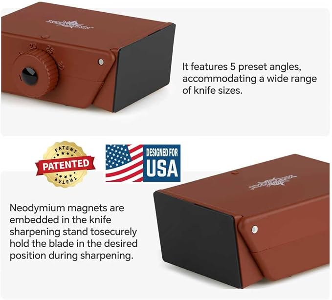 Rolling Knife Sharpener - Multi-Angle Luxury Sharpening Kit with Extra Replacement Head (Upgraded Model).Gift Ideas for Men at Christmas and Father's Day (Brown)