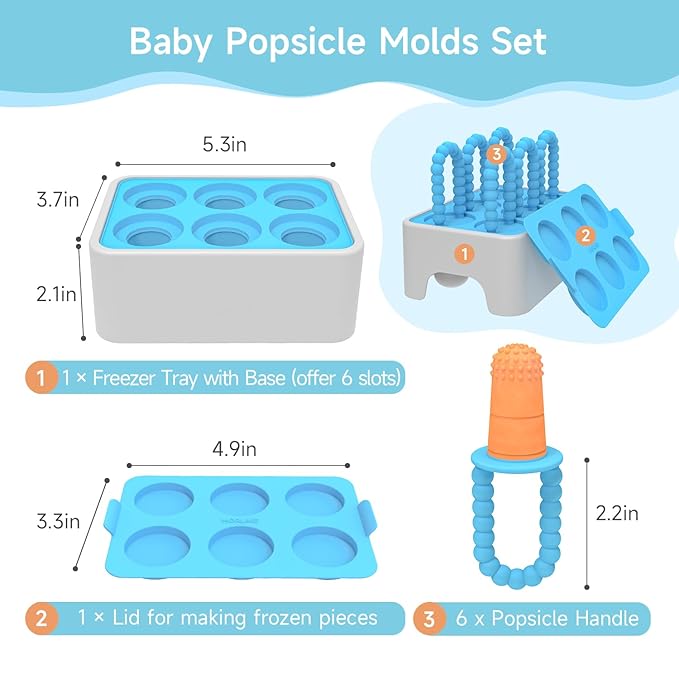 Morlike Baby Tiny Pops, 100% Silicone Popsicle Mold for Infants 4 Months +, Breastmilk Ice Pop Molds Teethers for Teething Relief, Baby Essentials, BPA Free & Dishwasher Safe (Mint)