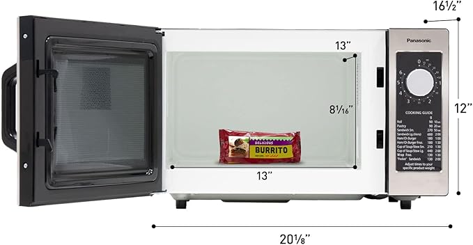 Panasonic NE-1025F Compact Light-Duty Countertop Commercial Microwave Oven with 6-Minute Electronic Dial Control Timer, Bottom Energy Feed, 1000W, 0.8 Cu. Ft. Capacity Silver