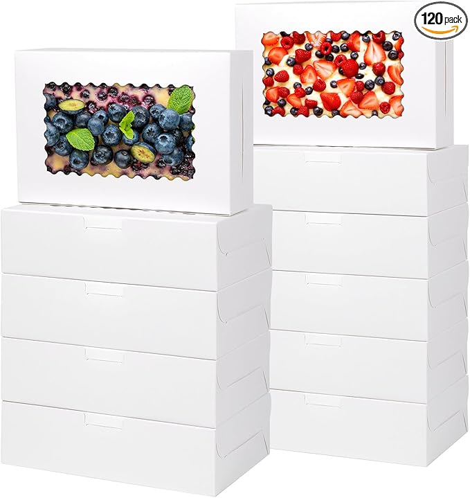 36 pcs Cookie Boxes,9x6x2.5 Inch Large Bakery Boxes with Window for Pies Chocolate Strawberries Muffins Donuts Pastry Dessert Christmas (White, 9 * 6 * 2.5inch/36pcs)