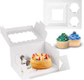 JCD 16 Packs Bento Cake and Cupcake Clear Lid with 2 Cupcake Holes - Cake and Cupcakes Boxes - Pastry Sweets Bento Box with Cupcake Insert for Family Birthday Party Mother's day(1+2/16Pcs)