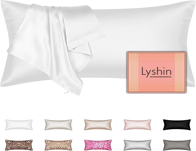 Silk Body Pillow Cover with Zipper, Mulberry Silk Pillow Cases Body Size Ultra Smooth and Soft Breathable Cooling Silk Satin Body Pillowcase for Hair and Skin (20x54 Inches, 1 Pack)