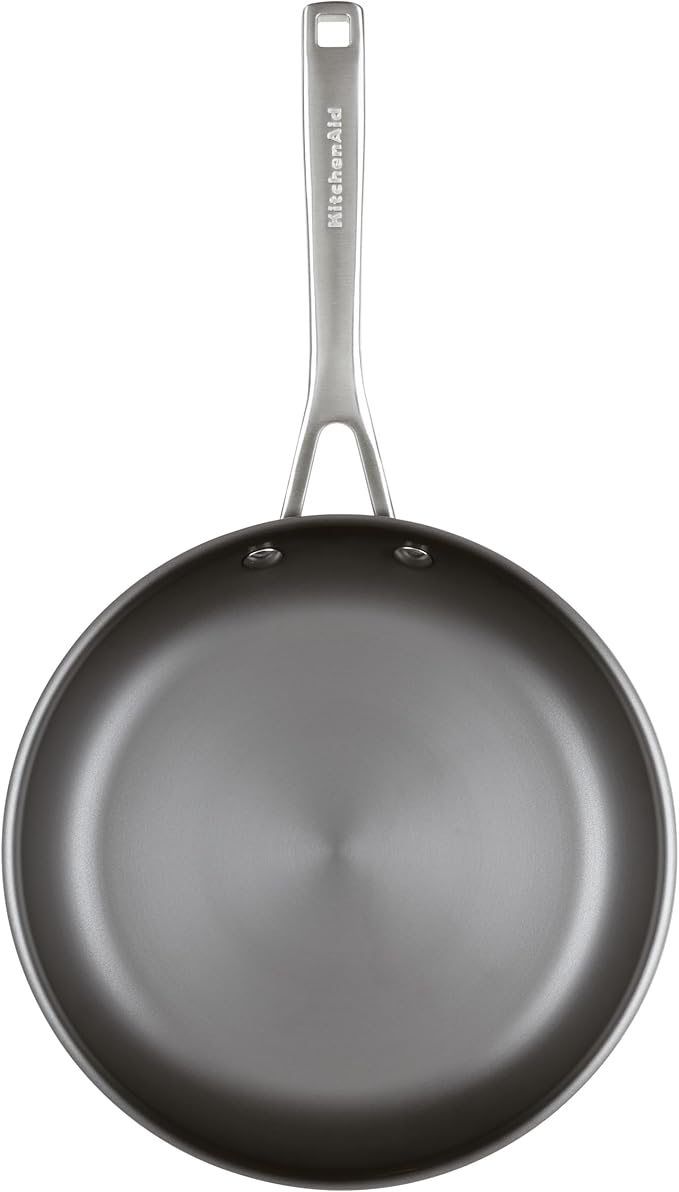 KitchenAid NITRO Carbon Steel Frying Pan/Skillet, Stainless Steel Handle, Compatible with All Cooktops, 10 Inch Open Fry Pan - Black