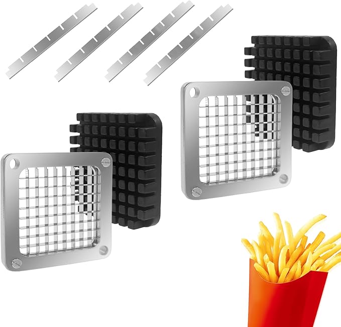 2Pcs 3/8''Replacement Chopper Blade, Commercial Vegetable Chopper Dicer Stainless Steel Blade and Pusher Block for Fruit Cutting Machine Tomato onion French Fries Cutter