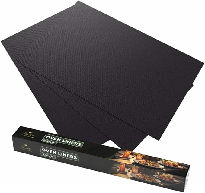 Crown Oven Liners for Bottom of Oven - 3 Pack Silicone BPA & PFOA Free Heavy Duty Heat Resistant Teflon Sheets for Electric, Grills, Baking and Gas Stove Burner