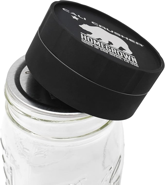 Homegrown Jar Head - 2 Piece Ball Mason Jar Herb & Spice Grinder - Black