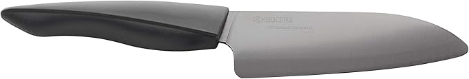 Kyocera Innovation Series Ceramic 5.5" Santoku Knife, with Soft Touch Ergonomic Handle-Black Blade, Black Handle
