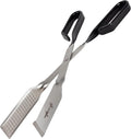 Grill Tongs for Kitchen & Outdoor Cooking: Shark BBQ, 13 Inch Long Reach Pro-Grade, Scissor-Style Utensil - Perfect for Air Frier and Oven Use (Black)