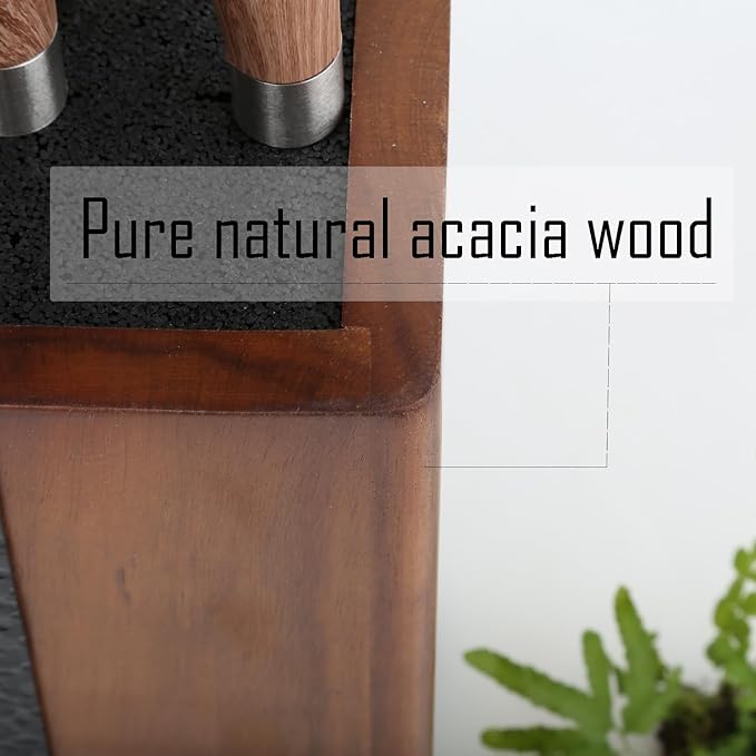 Magnetic Knife Block, Rotatable Knife Holder, Wooden Brown, Modern Style, Acacia Material