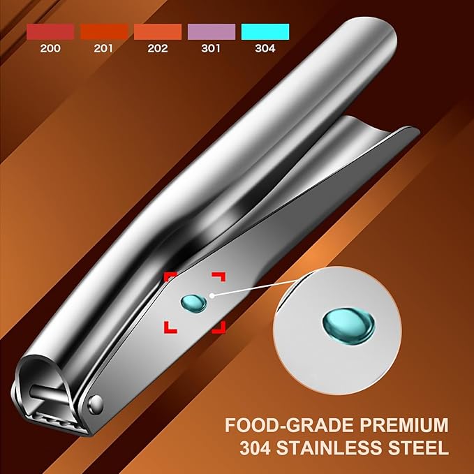 Stainless Steel Garlic Press, Premium Garlic Crusher - Leak-Proof, Easy to Clean, Rust-resistant, Dishwasher Safe!