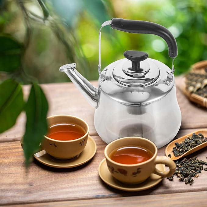 Luxshiny Whistling Tea Kettle: Stainless Steel Boil Water Kettle with Filter for Home and Office Use - 1.5L (Silver)