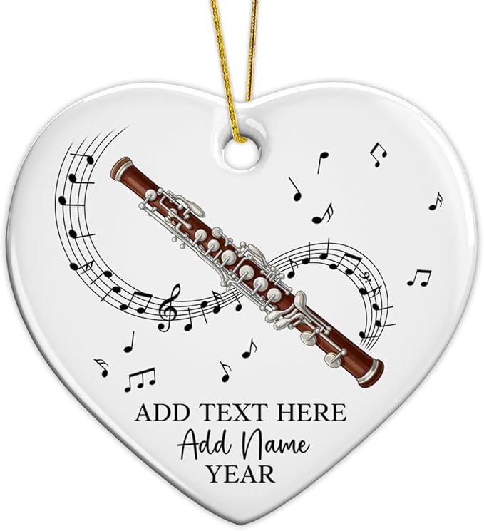 Personalized Oboist Christmas Ceramic Ornament 2025, Custom Text Name & Year Oboe Ornament Gift for Student Friend, Oboe Teacher Christmas Tree Ornaments, Musical Instruments Xmas Decorations