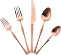 Gugrida Unique Flatware Set - 5 Piece Iridescent Silverware Sets | 18/10 Stainless Steel Reusable Cutlery Set | Luxury Rose Gold Utensils Service For 1 with Dessert Fork, Knife, Spoon, Dinner Fork