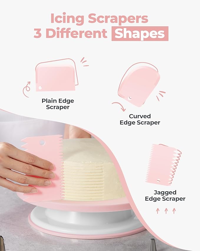 Kootek 158 Pcs Cake Decorating Kit with Cake Turntable, 64 Piping Tips Set, 50+2 Pastry Bags, Frosting Spatulas, Leveler, Scrapers, Fondant Molds, and More Baking Supplies Decorating Tools