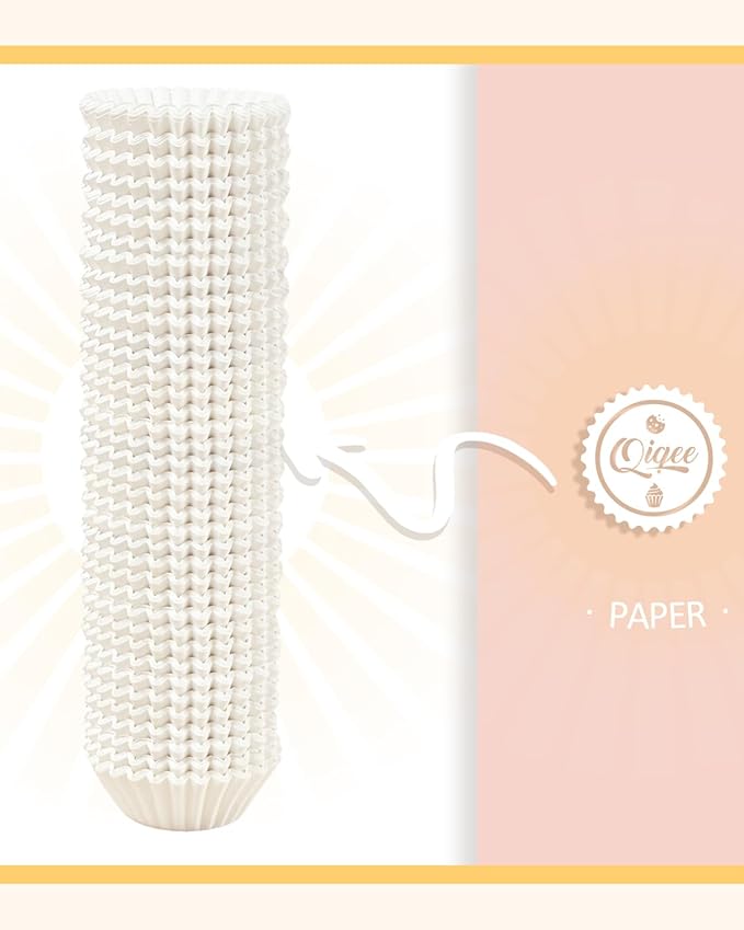 qiqee 1000 Count Mini Cupcake Liners White Muffin Liners Food Grade Baking Cups Paper No Smells（Small Size）