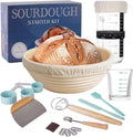 TRIGLI Sourdough Kit Baking Supplies Bread Making Kit with Dough Scraper Dough Whisk Round 9" Bread Proofing Basket Spatula Bread Lame Silicone Brush Sourdough Supplies Sourdough Tools