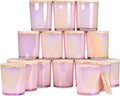 Thick Candle Jars for Making Candles 16 Pcs, 7 OZ Empty Jars with Wood Lids for Candle Making, Sample Container, Glitter Pink
