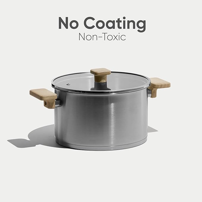 CAROTE Stainless Steel Stock Pot - 8 Quart Heavy Duty Induction Cooking Pot with Visible Lid for Pasta, Soup, Spaghetti, Bottom Big Stockpot, Deep Cookware for Canning, Boiling, Simmer