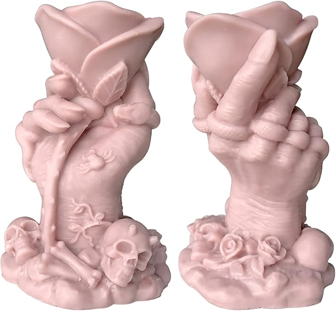 4 Inch Skull Rose Candle Resin Mold - Resin Casting Silicone Molds for Home Decor & Candle Making Wave Spiral Mold