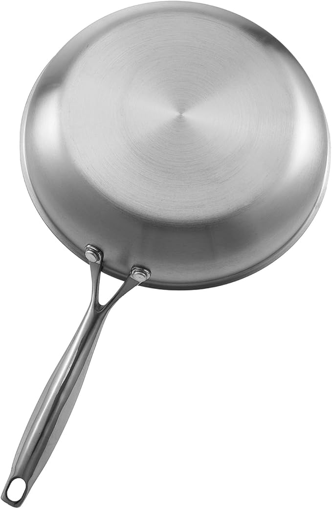 VEVOR Tri-Ply Stainless Steel Frying Pan, 3 Pcs Set (8, 10, 12 in), Cooking Skillet with Heat-Resistant Handle, Chef's Kitchen Cookware, Oven, Gas, Electric, Induction, Dishwasher Compatible, Silver