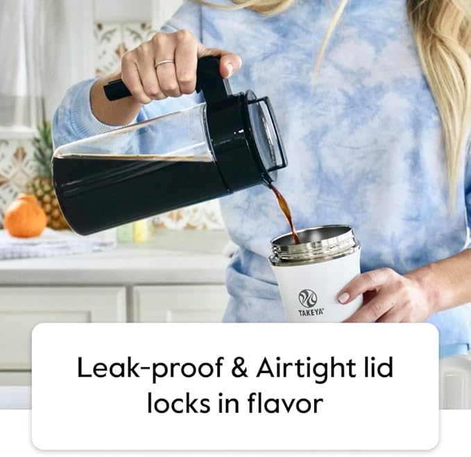 Takeya Tritan Cold Brew Coffee Maker - Airtight Pitcher with Leak-Free Lid - BPA-Free Cold Brew Maker with Silicone Handle - Dishwasher-Safe Pitcher for Homemade Cold Brew - 1 Quart, Stone