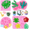 Tropical Flowers Leaves Mold,Animal Silicone Mold,Plumeria Hibiscus Flower Monstera Leafage Chocolate Molds Cactus Fondant Mould for Cake Candy Cupcake Pudding Hawaiian Party Decoration