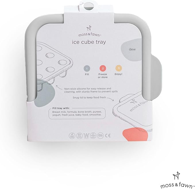 Moss and Fawn Ice Cube Tray - Forage Feeder Freezer & Teething Popsicle Mold for Breast Milk, Formula, Bone Broth, Purees, & Baby Food - BPA, Lead, & PVC-Free - Dew
