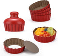 3-3/5 Inch Mini Tart Pans with Removable Bottoms, Round Mini Quiche Pans for Baking, Nonstick Cake Pans Set for Pies, Mousse Cakes, Dessert Baking (Red)