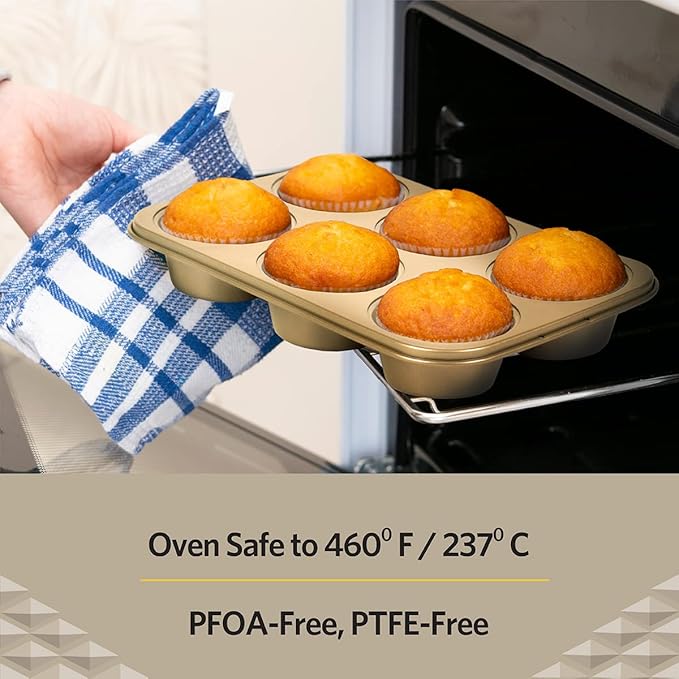 Glad Nonstick Jumbo Muffin Pan | Heavy Duty Metal | For Cupcakes | 6-Cup, Pack of 6