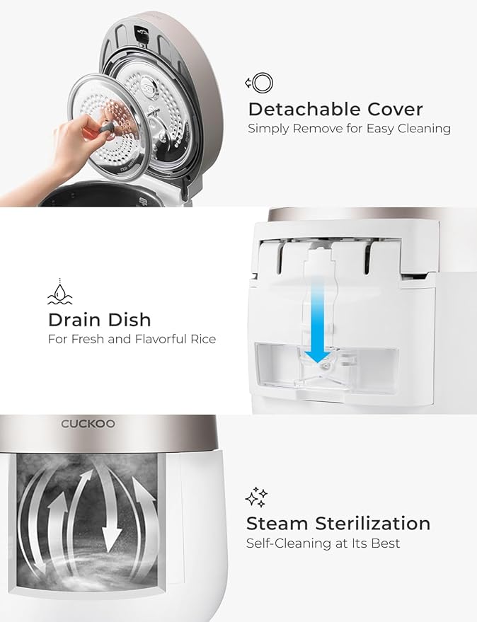 CUCKOO Twin Pressure Rice Cooker 10-Cup Uncooked / 20-Cup Cooked with Nonstick Inner Pot, Large Rice Maker & Warmer with 16 Menu Options, Open Cooking Mode, Voice Guide, White (CRP-ST1009FW)