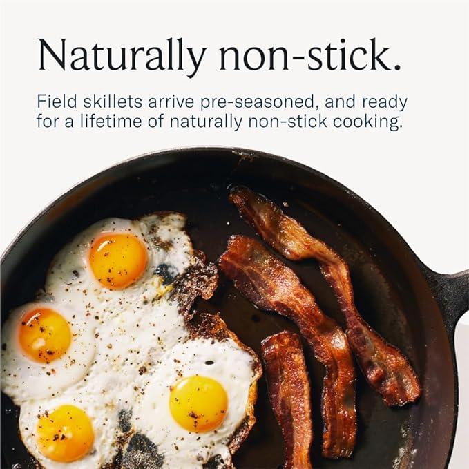 Field Company 6.75-Inch Cast Iron Skillet – Lightweight & Smooth, Made in USA, Pre-seasoned with Organic Oil – Ideal for 1 Serving (No.4 Extra Small)
