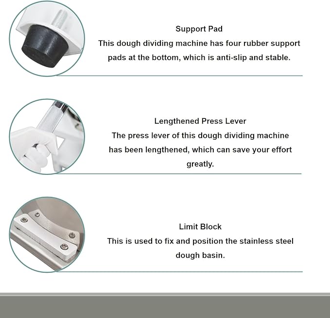 30PCS Vertical Type Manual Dough Dividing Machine 36g-192g/pcs Bakery Dough Cutter Machine Manual Dough Divider with 2 Trays