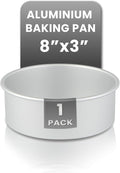 Restaurantware-Met Lux 8 x 3 Inch Straight-Sided Baking Tin, 1 Round Cake Pan - Oven-Ready, Freezable, Anodized Aluminum Round Baking Pan, Greaseproof, For Layer Birthday Cake