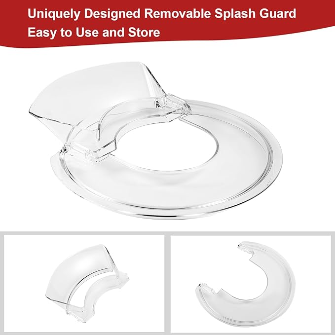 Pouring Shield for KitchenAid-Secure Pouring Shield with Removable Pour Spout for KitchenAid 4.5-5 Quart Tilt-Head Stand Mixers, Splatter Guard Fits for Stainless Steel, Glass, Ceramic Bowls