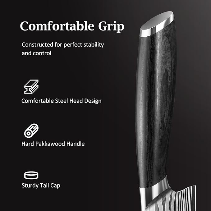 HOSHANHO 3 Pieces Knife Set, Professional High Carbon Powder Steel Kitchen Knife Set, Ultra Sharp Knives Set for Kitchen with Elegant Gift Box