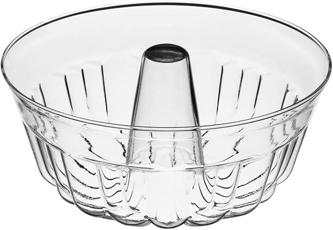 SIMAX Clear Glass Fluted Bundt Cake Pan, Heat, Cold, and Shock Proof, 2.1 Quart (8.4 Cups), Made in Europe, Great for Ring Cakes, Puddings, Desserts, Monkey Bread, and More, Dishwasher Safe