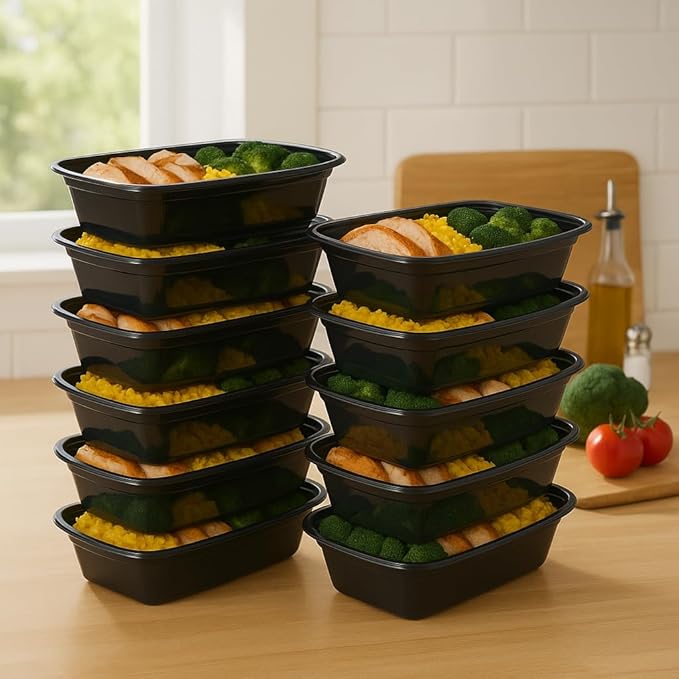 Ruthy's Outlet Meal Prep Containers W/Lids -Square Food Storage – BPA-Free| Stackable | Microwave | Freezer & Dishwasher Safe | Reusable Lunch Bento Box Portion Control & Planning (150 Pack, 12 oz)