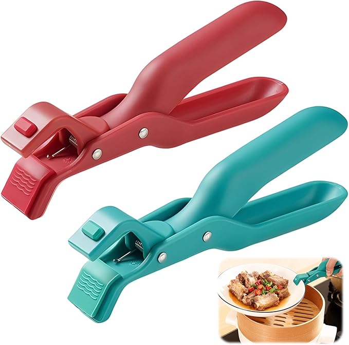 2 PCS Hot Plate Grippers, 2025 Upgraded Silicone Clip, Hot Plate Gripper Tongs, For Kitchen, Hot Bowl Dish Plate Gripper Clips Tongs Clamp Holder, Kitchen Silicone Anti Slip Clip