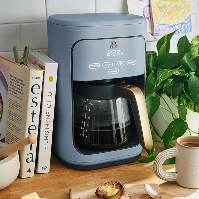 Beautiful 14-Cup Programmable Coffee Maker with Touch-Activated Display – Brew Hot Coffee Fast, Keep Warm & Auto-Pause (Cornflower Blue)