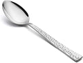 Hammered Dinner Spoons Set of 6, E-far 7.9 Inch Stainless Steel Soup Spoons Tablespoons for Home, Kitchen or Restaurant, Non-toxic & Mirror Polished, Squared Edge & Dishwasher Safe